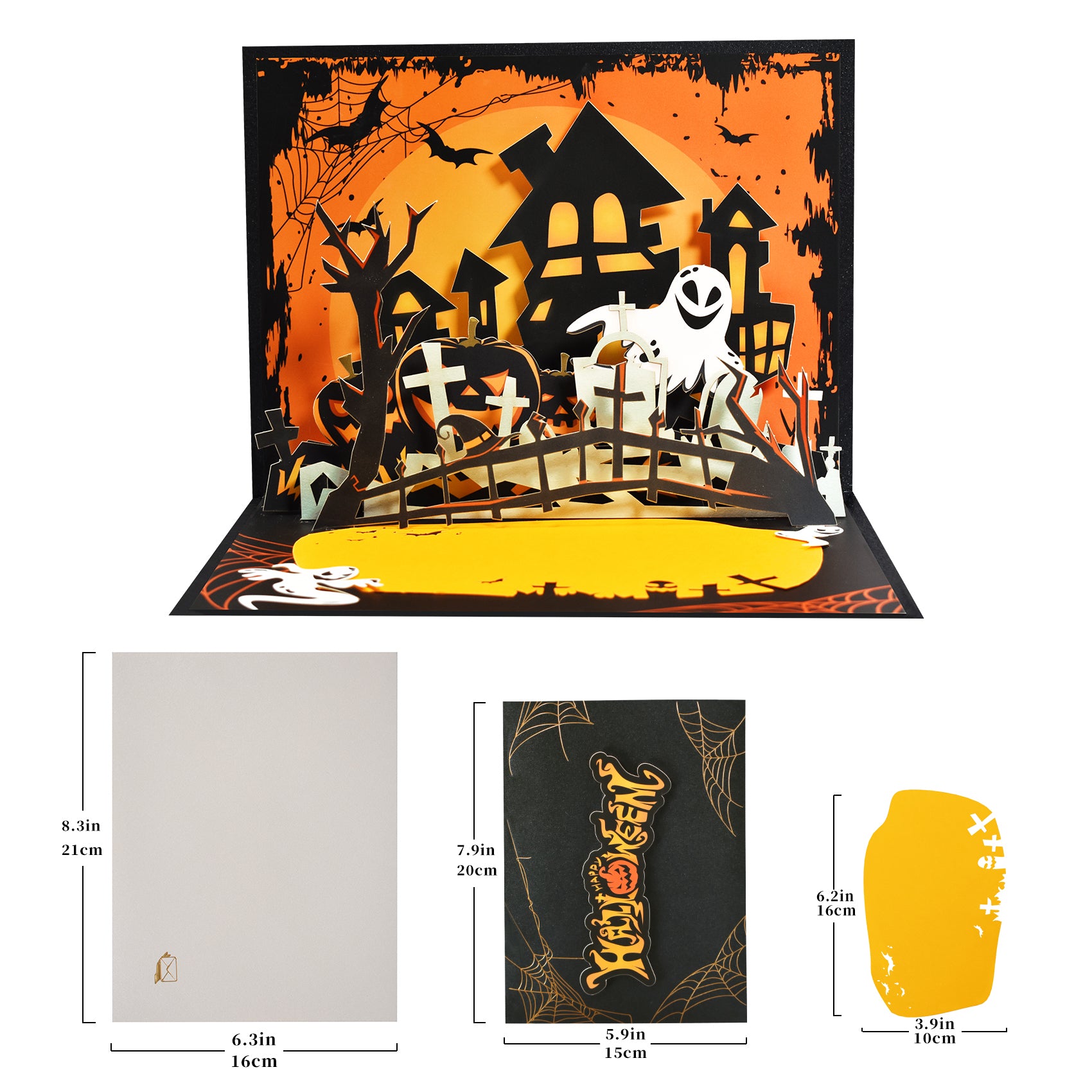 Halloween 3D Pop Up Card - Unique Scary & Cute Greeting with Envelope