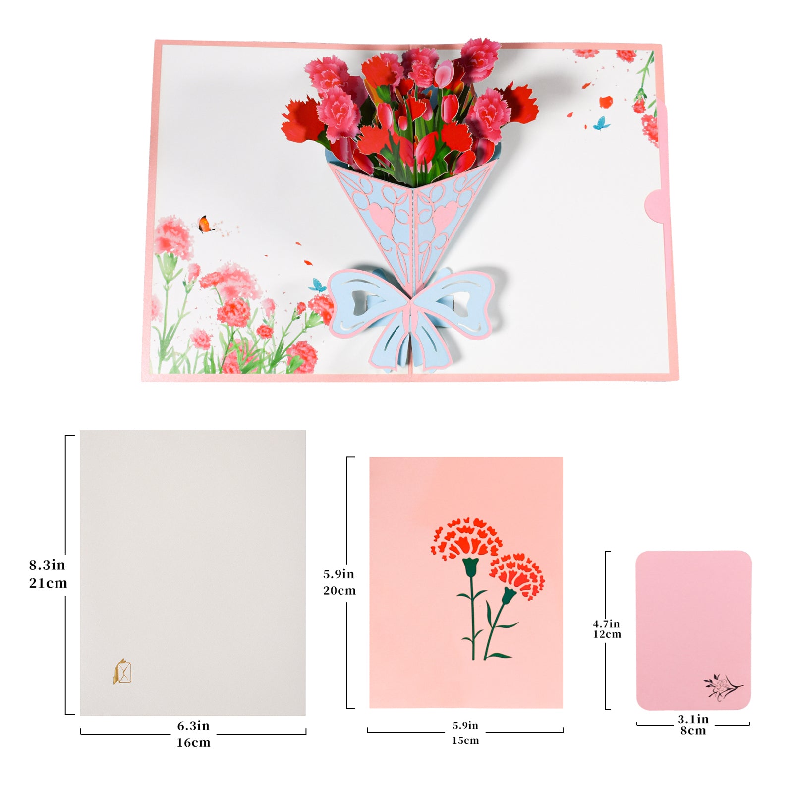 A Bouquet of Carnation Flowers 3D Pop-up Card for Mother's Day