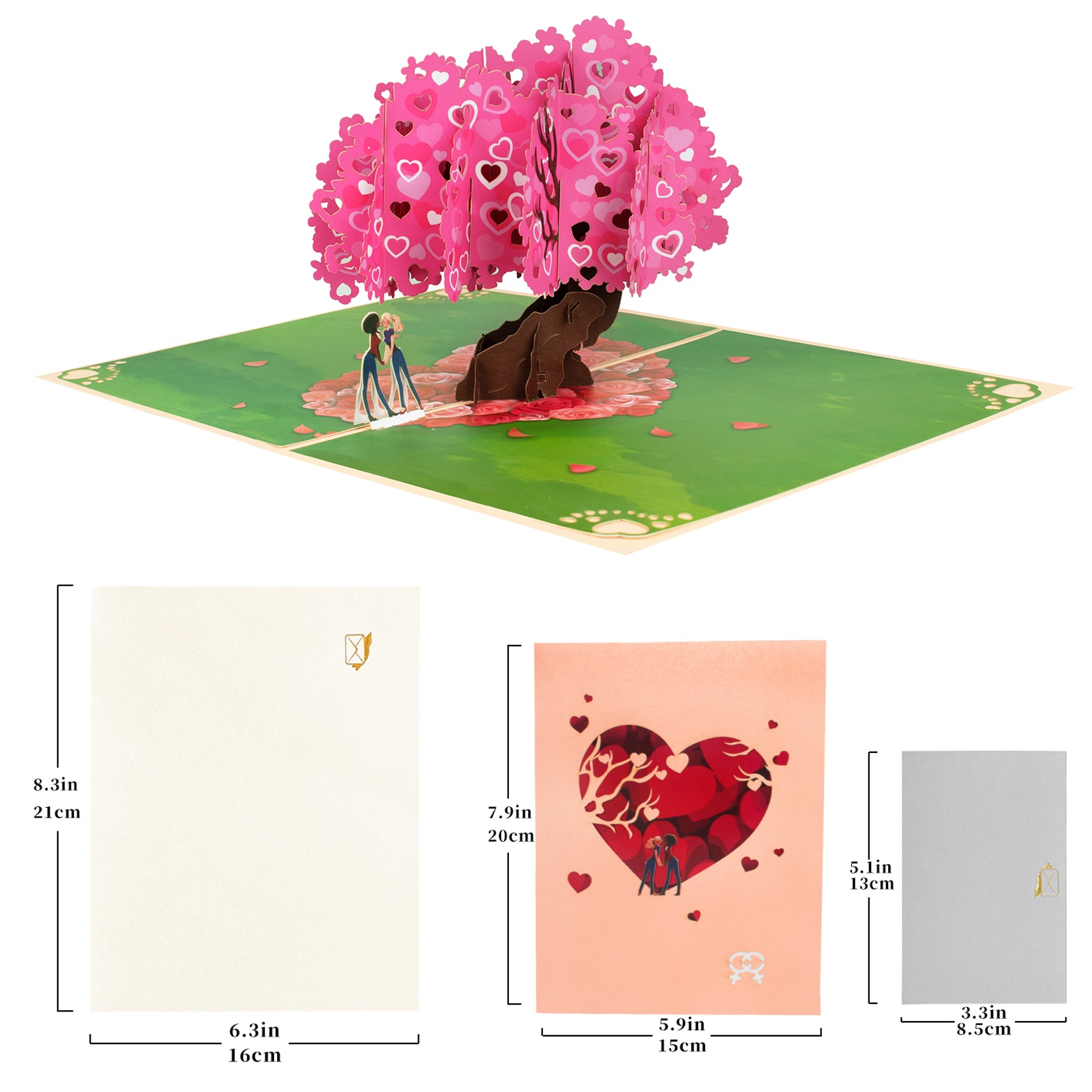 3D Love Romance Pop Up Card for Lesbian Couple Anniversary, Valentine's Day