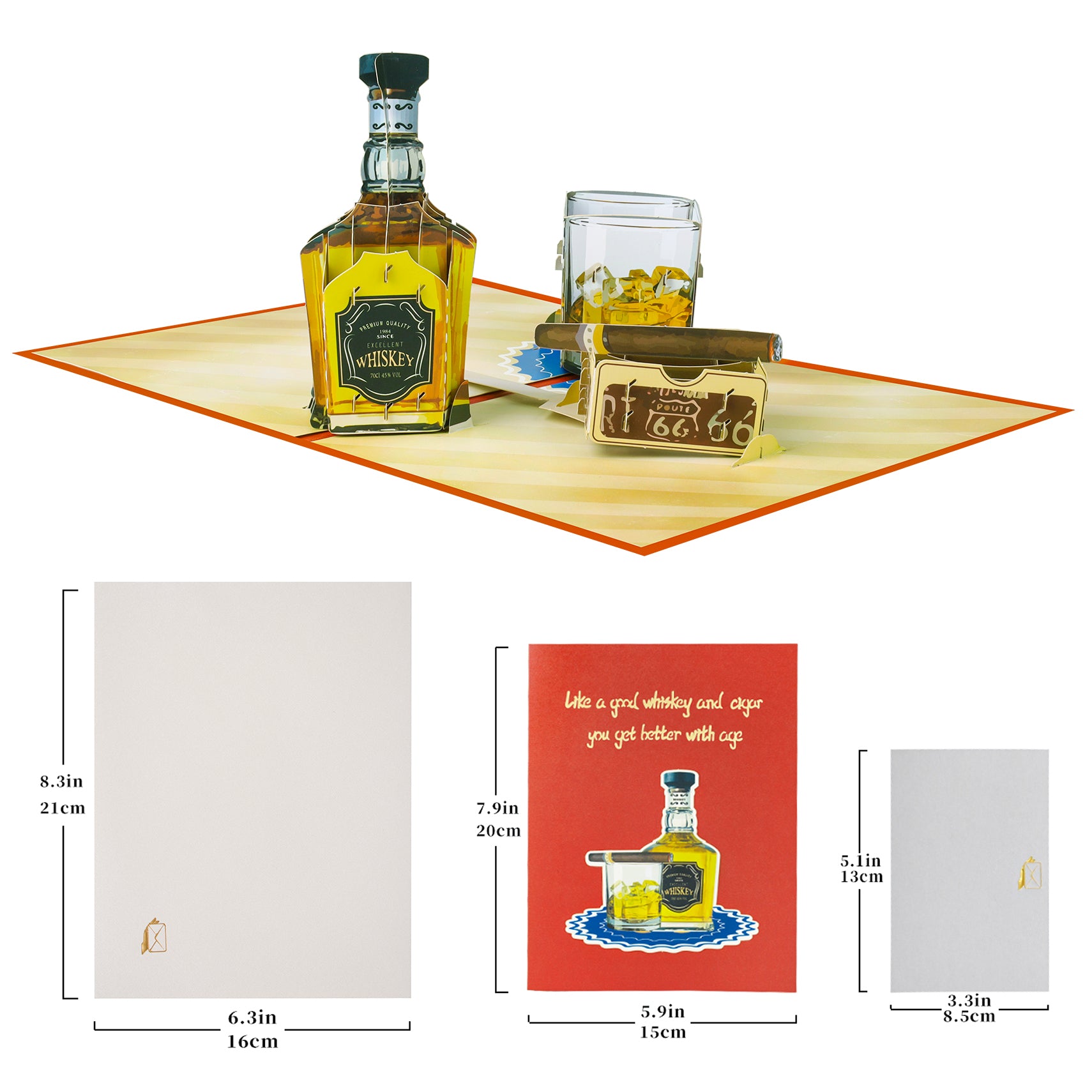 Whisky & Cigar 3D Pop Up Card for Farther's Day Birthday