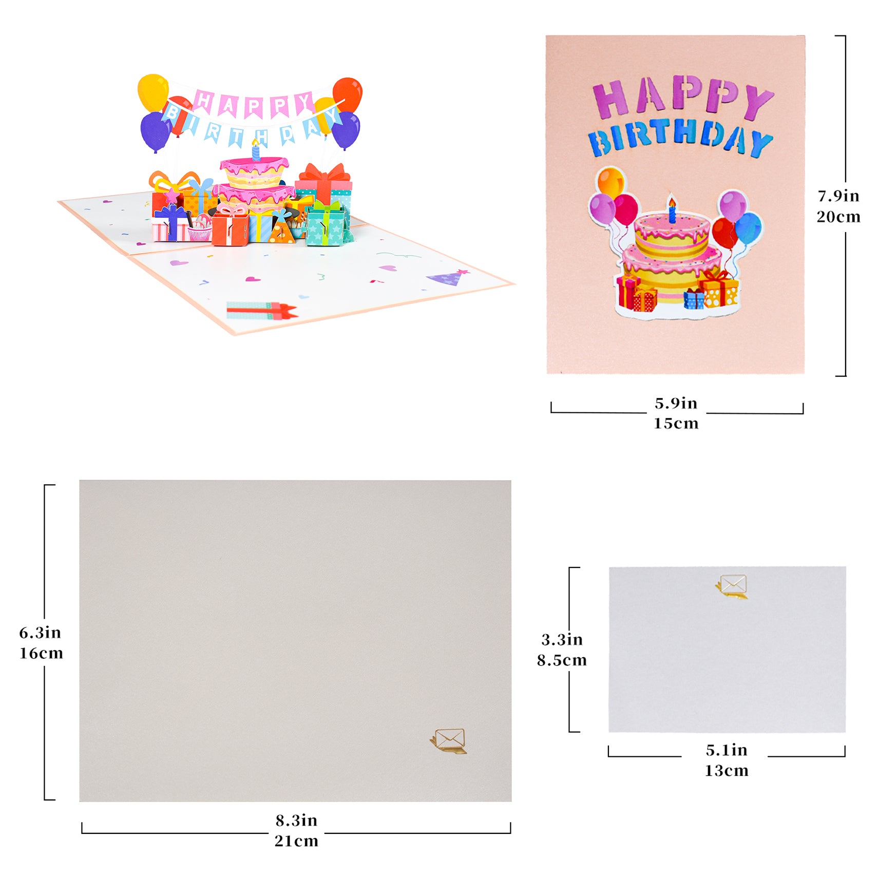3D-мультяшный баннер на день рождения Pop Up Card