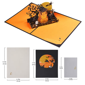 Unique 3D Pumpkin Halloween Greeting Card - Pop Up Card with Scary-Cute Design Magic Ants
