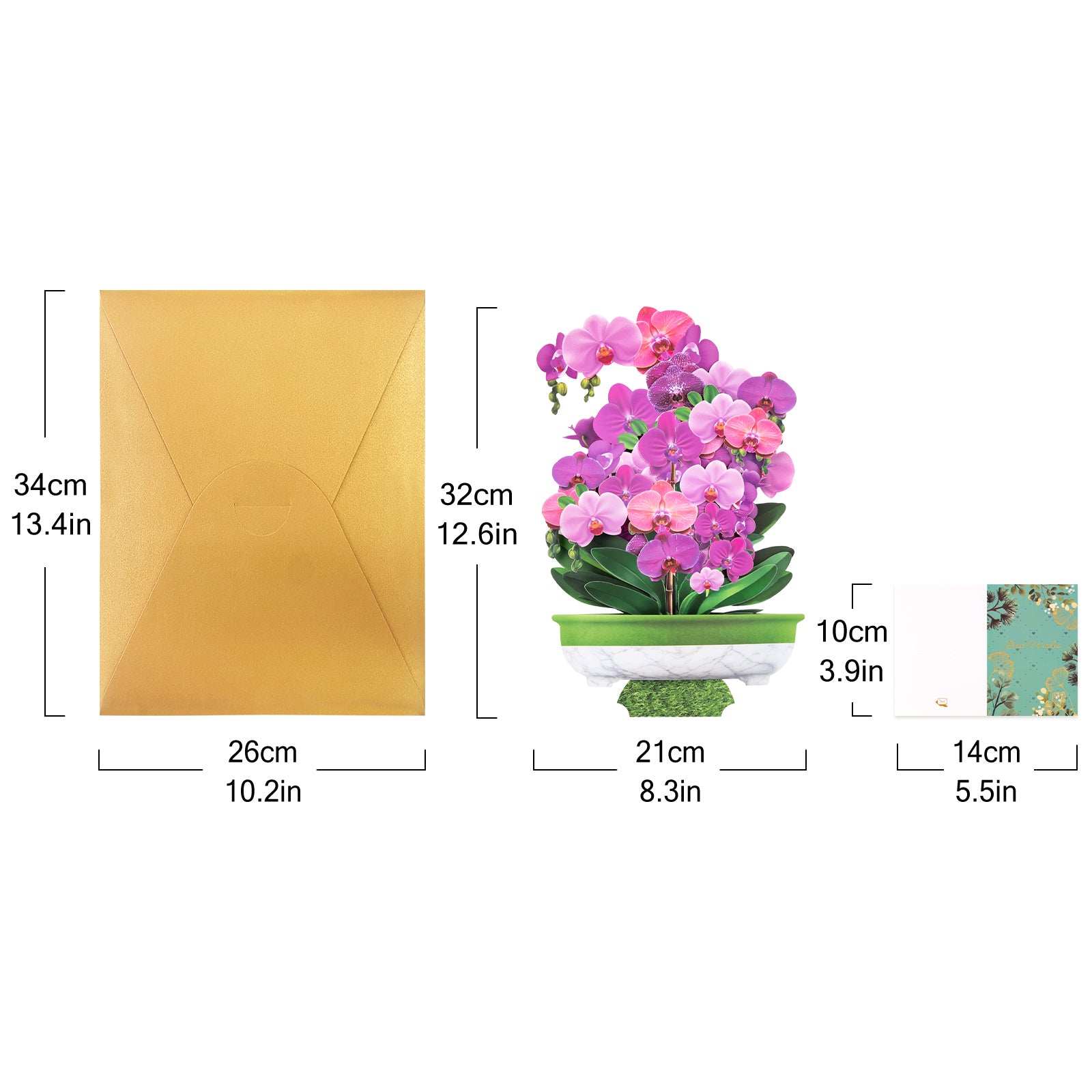 Purple Phalaenopsis Orchid 3D Pop-Up Card | Personalized Elegant Floral Greeting Card