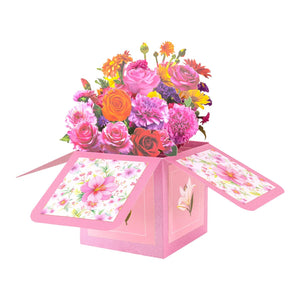 Flowers Pop Up Box Card - 3D Rose & Carnations Bouquet Box | Handmade 3D Card | Unique Gift for Mother's Day, Birthday, Anniversary, Any Occasion Magic Ants