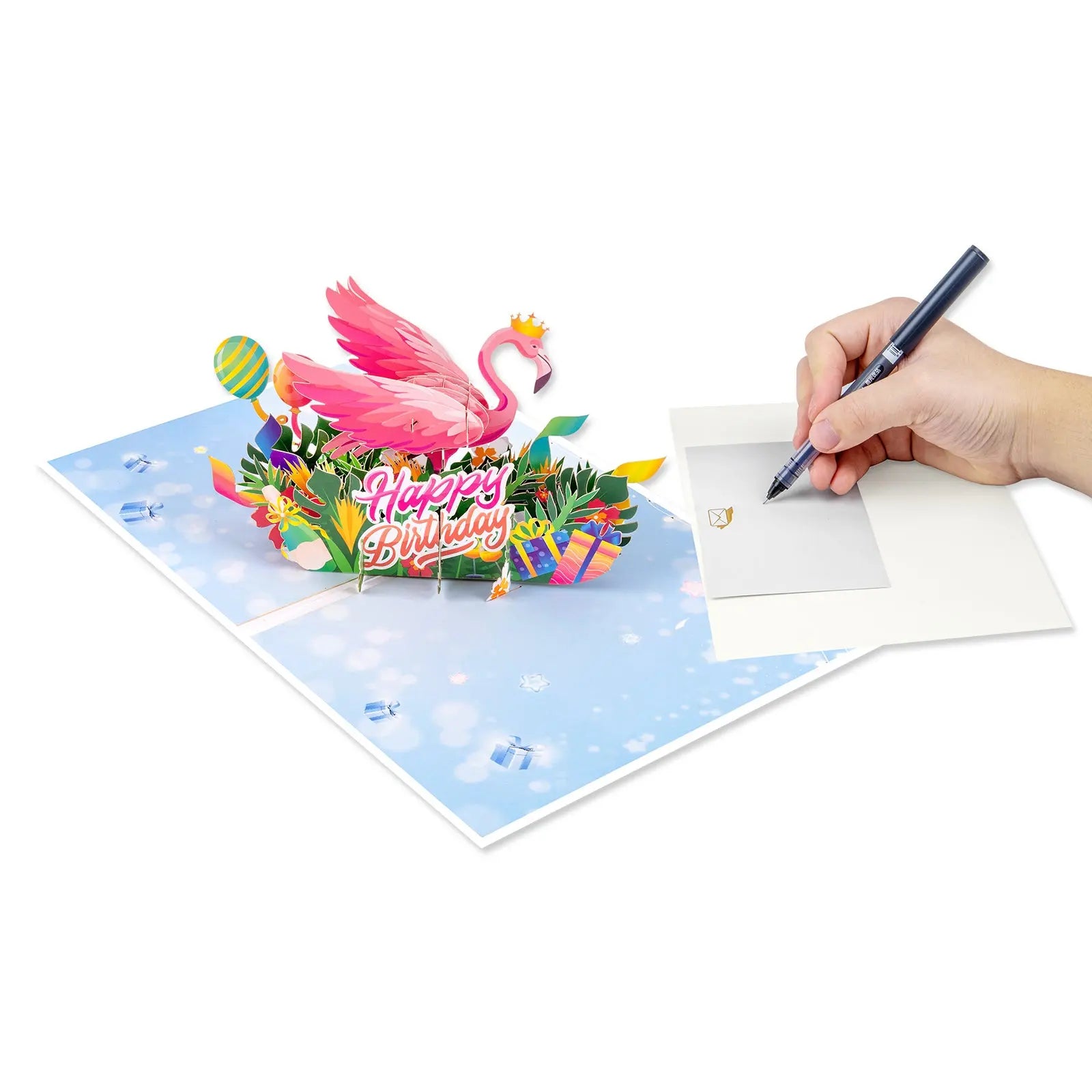 Flamingo Birthday Pop-Up Card Tropical Design Magic Ants