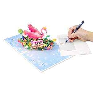 Flamingo Birthday Pop-Up Card Tropical Design Magic Ants
