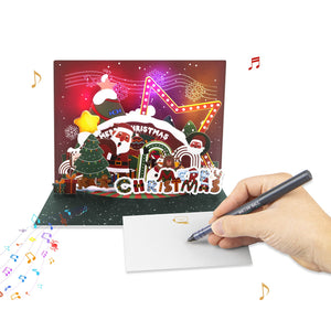Christmas Musical Pop Up Greeting Card - Unique 3D Holiday Card with Envelope Magic Ants