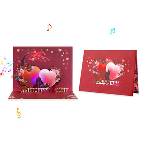 Luxury Musical 3D Pop-Up Valentine's Day Card – Pink Love Explosion with Romantic Instrumental Melody & Colorful Twinkling Lights Magic Ants