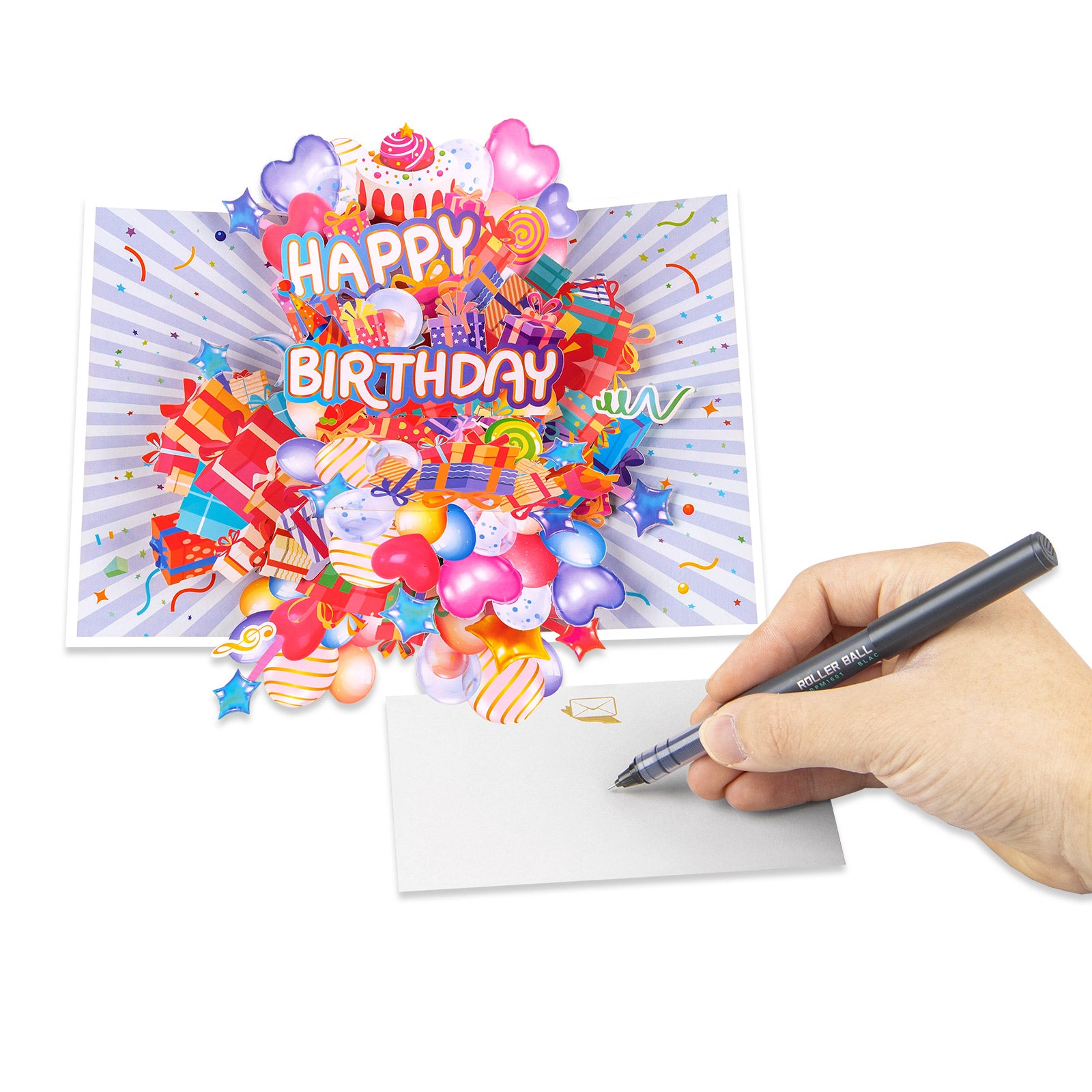 Happy Birthday Pop-Up Card | Gifts and Balloons Design Magic Ants