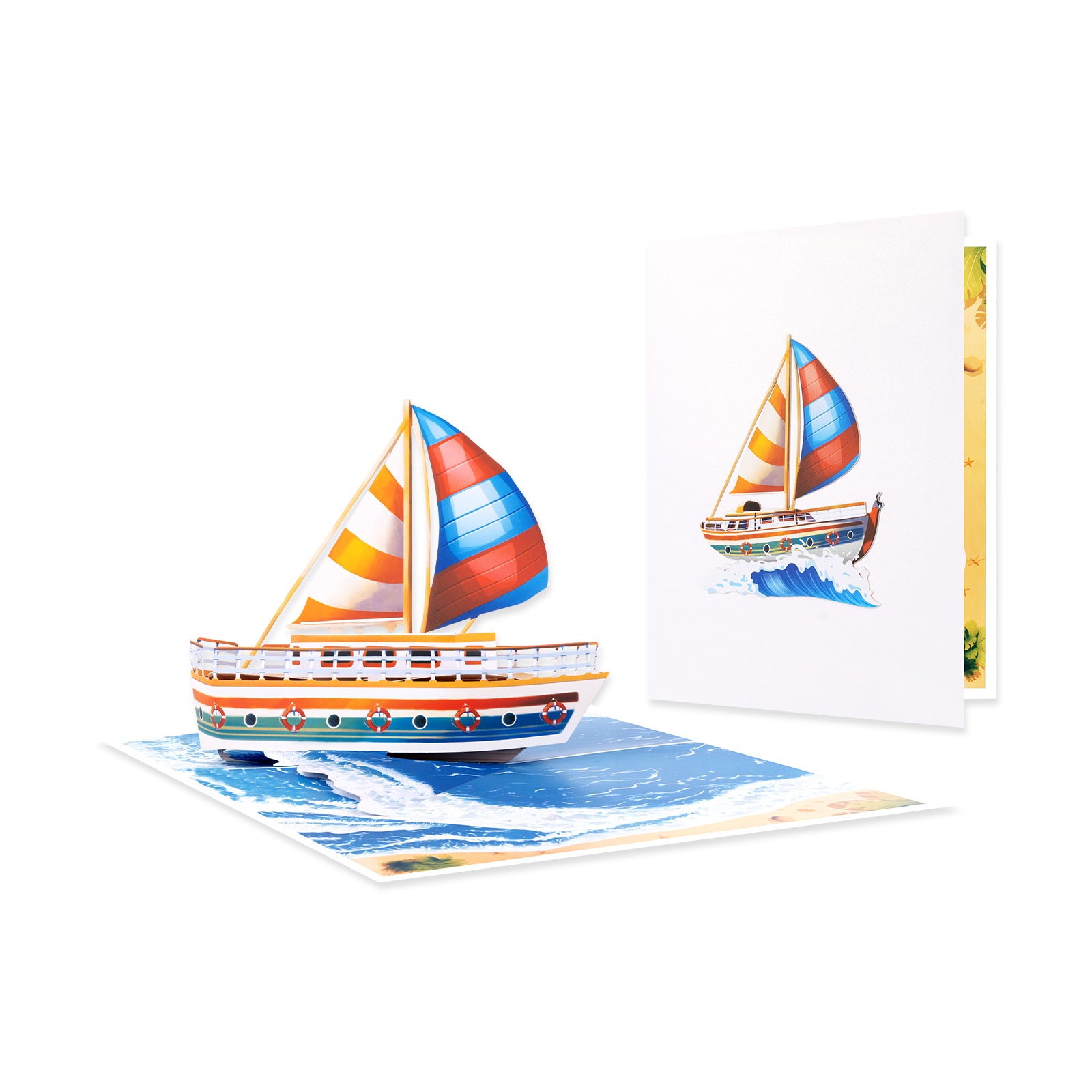 Colorful Sailboat Pop Up Card - 3D Ocean Sailing Greeting Card, Nautical Gift with Envelope & Notecard Magic Ants