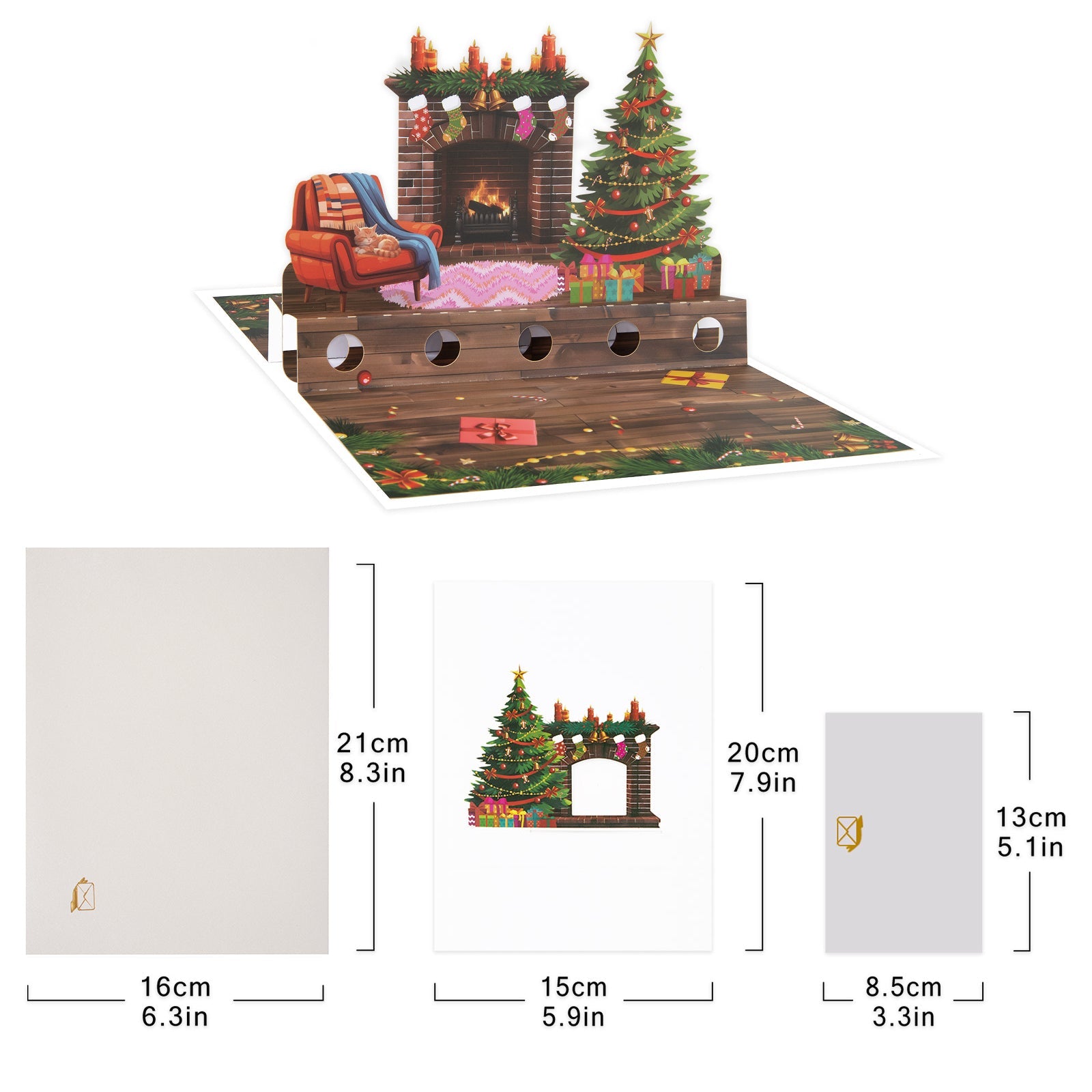 Christmas Pop Up Money Gift Card - 3D Holiday Greeting Card with Cash Holder - 3D Christmas Fireplace Design for Cash Gifts and Seasons Greetings Magic Ants