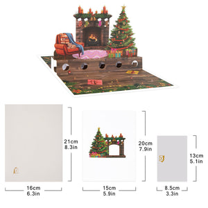 Christmas Pop Up Money Gift Card - 3D Holiday Greeting Card with Cash Holder - 3D Christmas Fireplace Design for Cash Gifts and Seasons Greetings Magic Ants