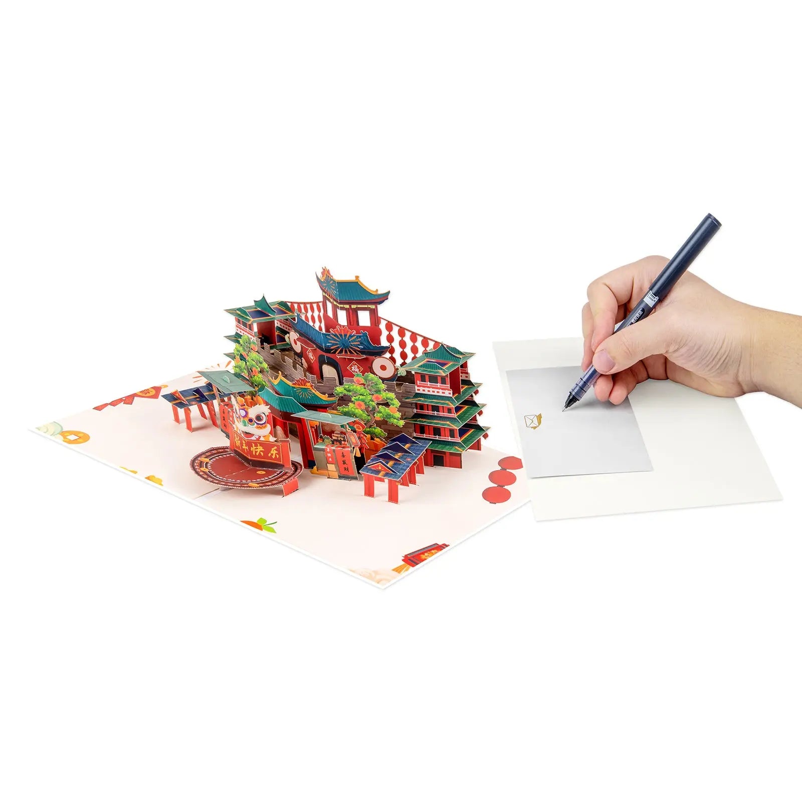 Chinese New Year Pop-Up Card | Ancient City Gate & Lion Dance Design Magic Ants