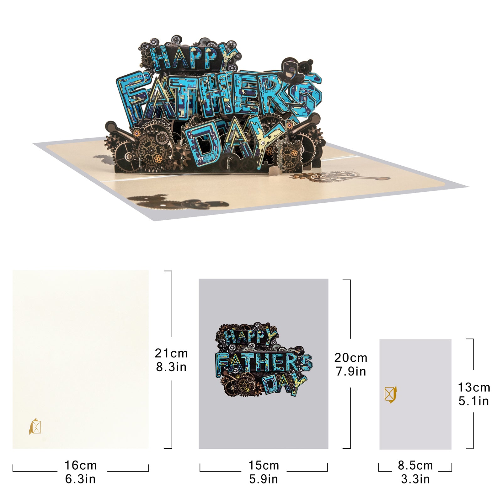 Happy Father's Day Pop Up Card Industrial Metal Style