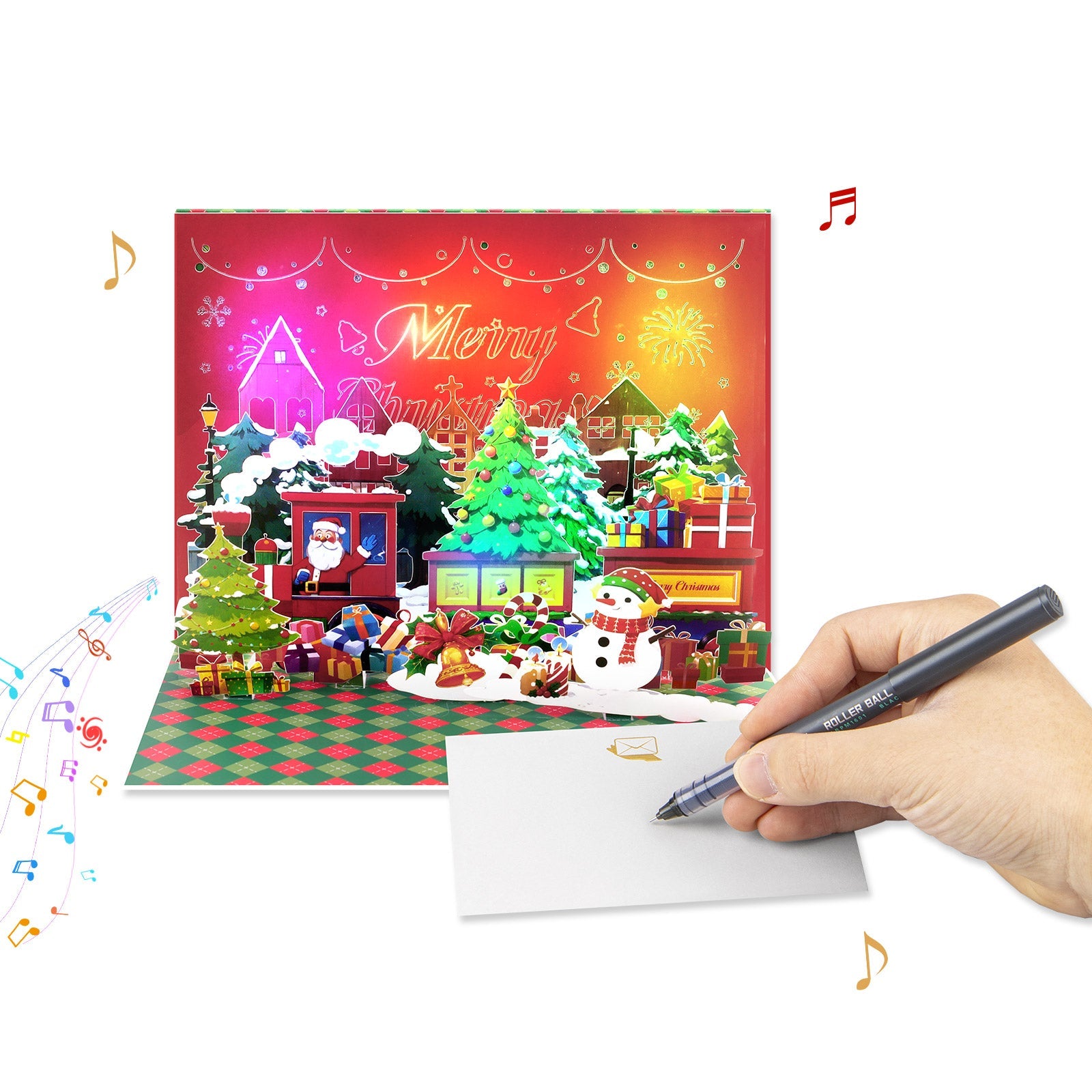Holiday Music Pop Up Card for Christmas - 3D Sound Greeting Card with Notecard Magic Ants