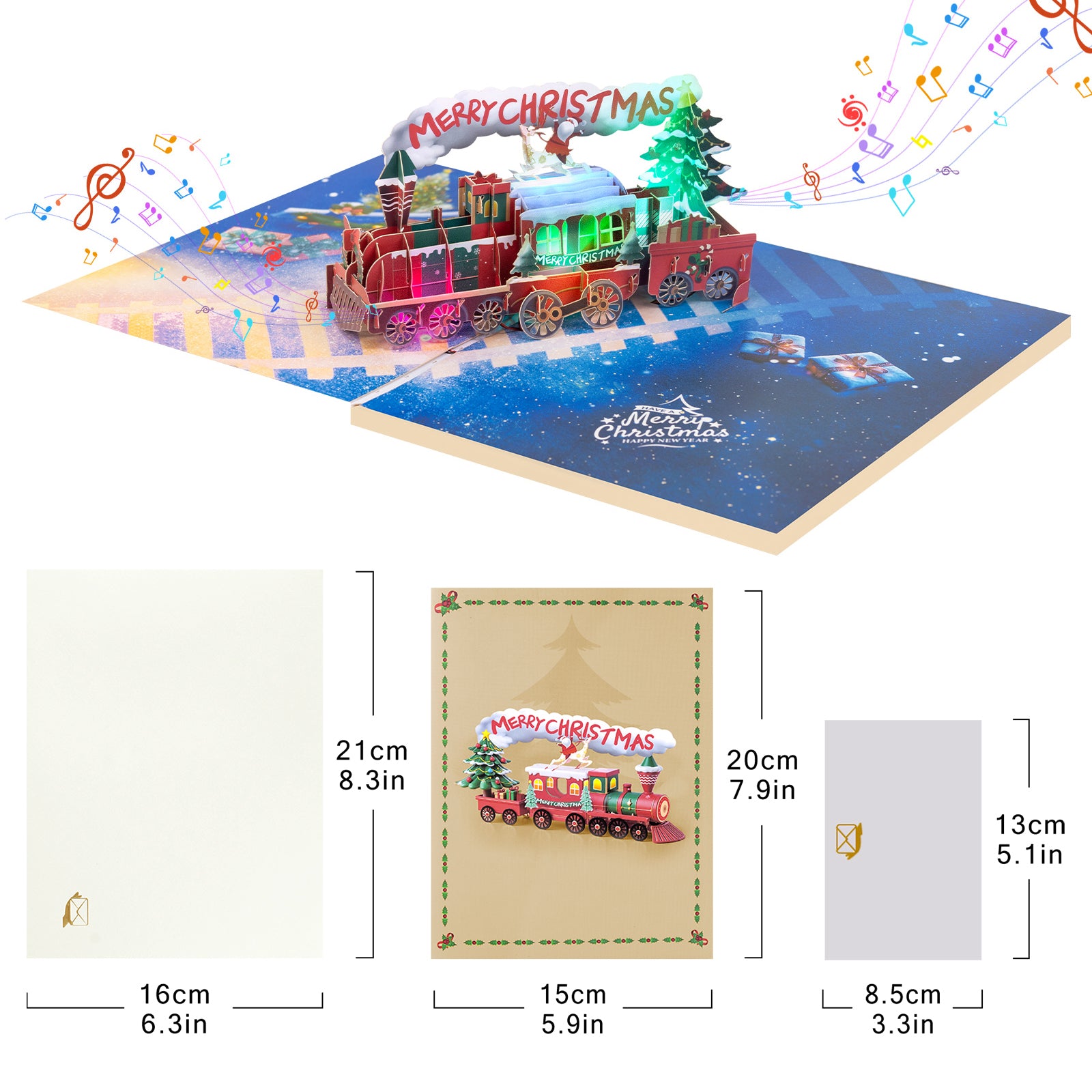 Christmas Train 3D Musical Pop-Up Card