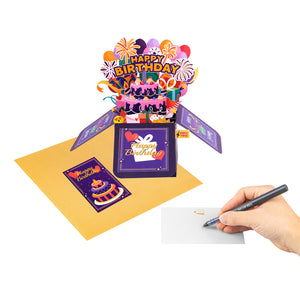 Musical Birthday Gift Box Pop-Up Card with Lights Magic Ants