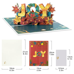 Festive 3D Joy Christmas Greeting Card - Unique Pop Up Holiday Card with Message Space Magic Ants