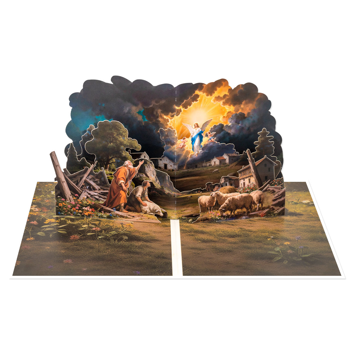 3D Pop-Up Religious Card - Shepherds Hear the Angels News