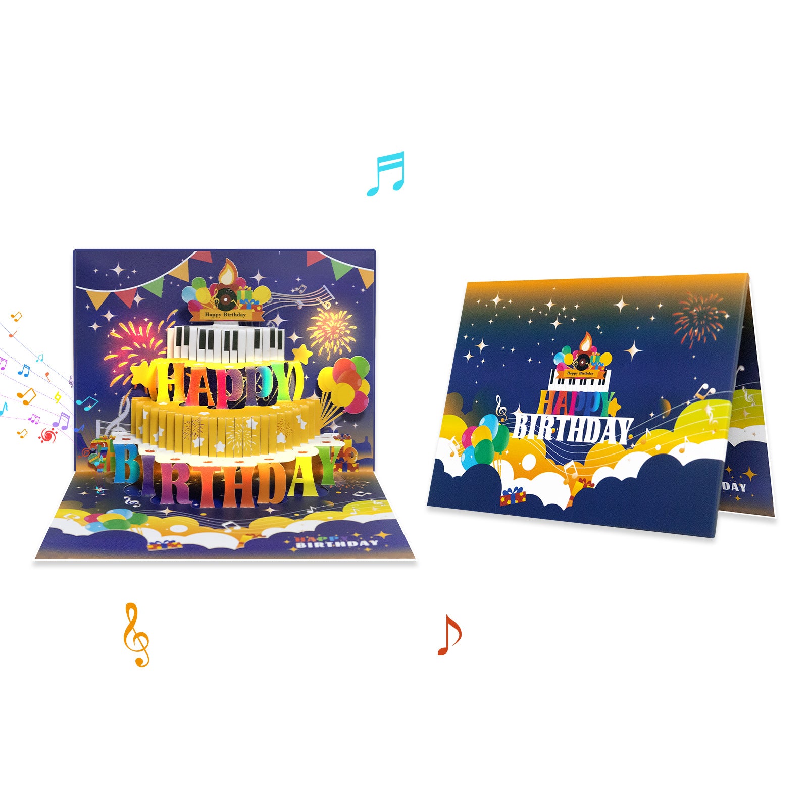 Musical Birthday Pop-Up Card with Piano Cake Magic Ants