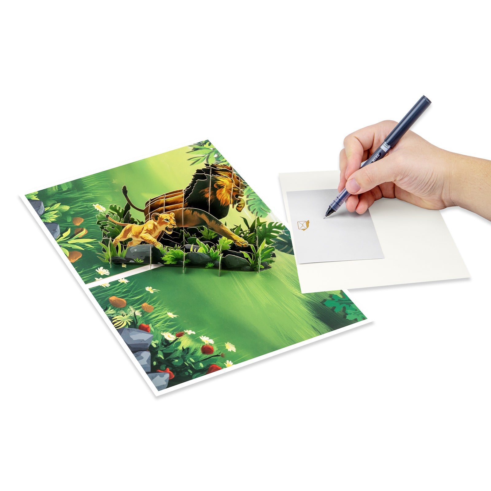 Powerful Father's Day Pop-Up Card | Lion Dad and Cub Design Magic Ants