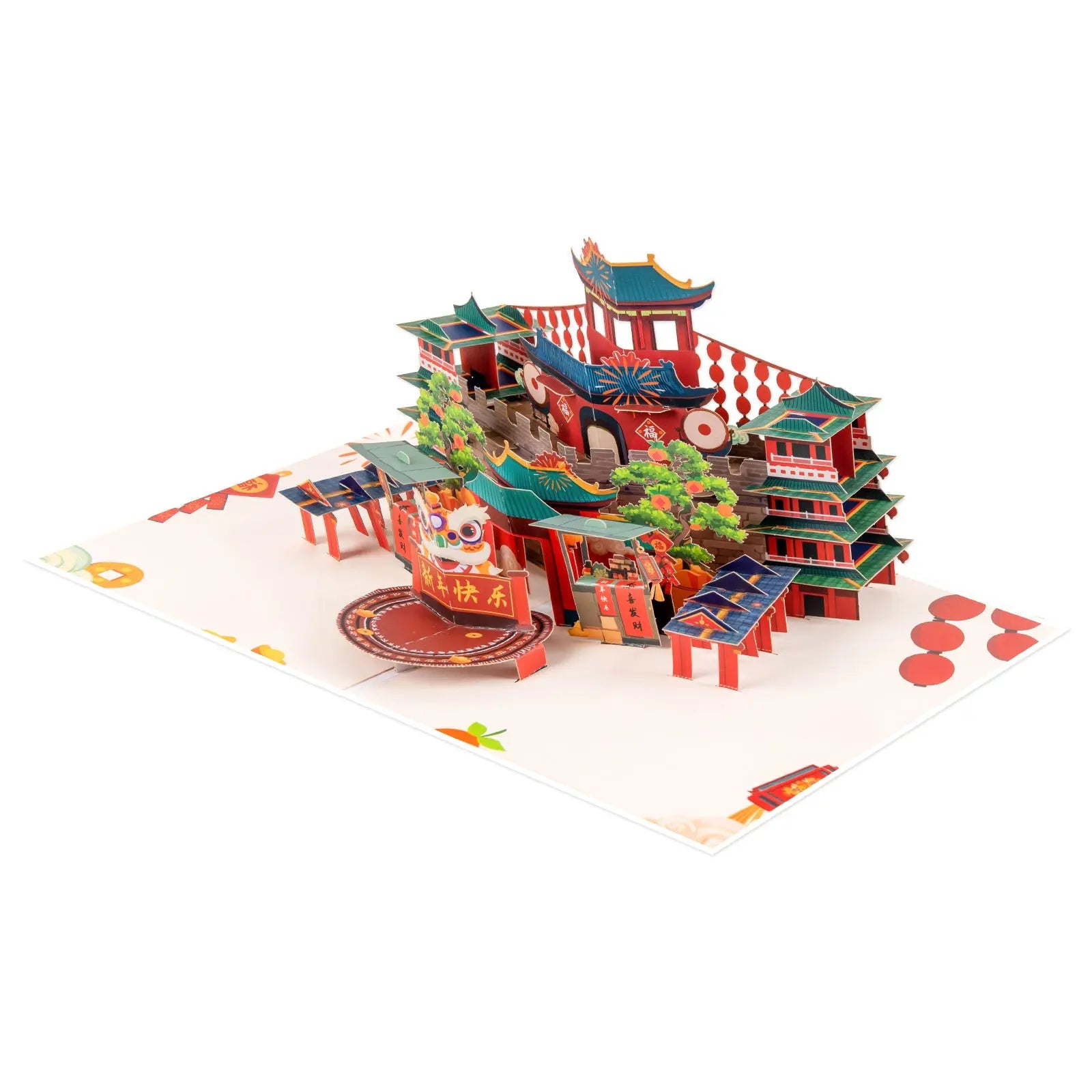 Chinese New Year Pop-Up Card | Ancient City Gate & Lion Dance Design Magic Ants
