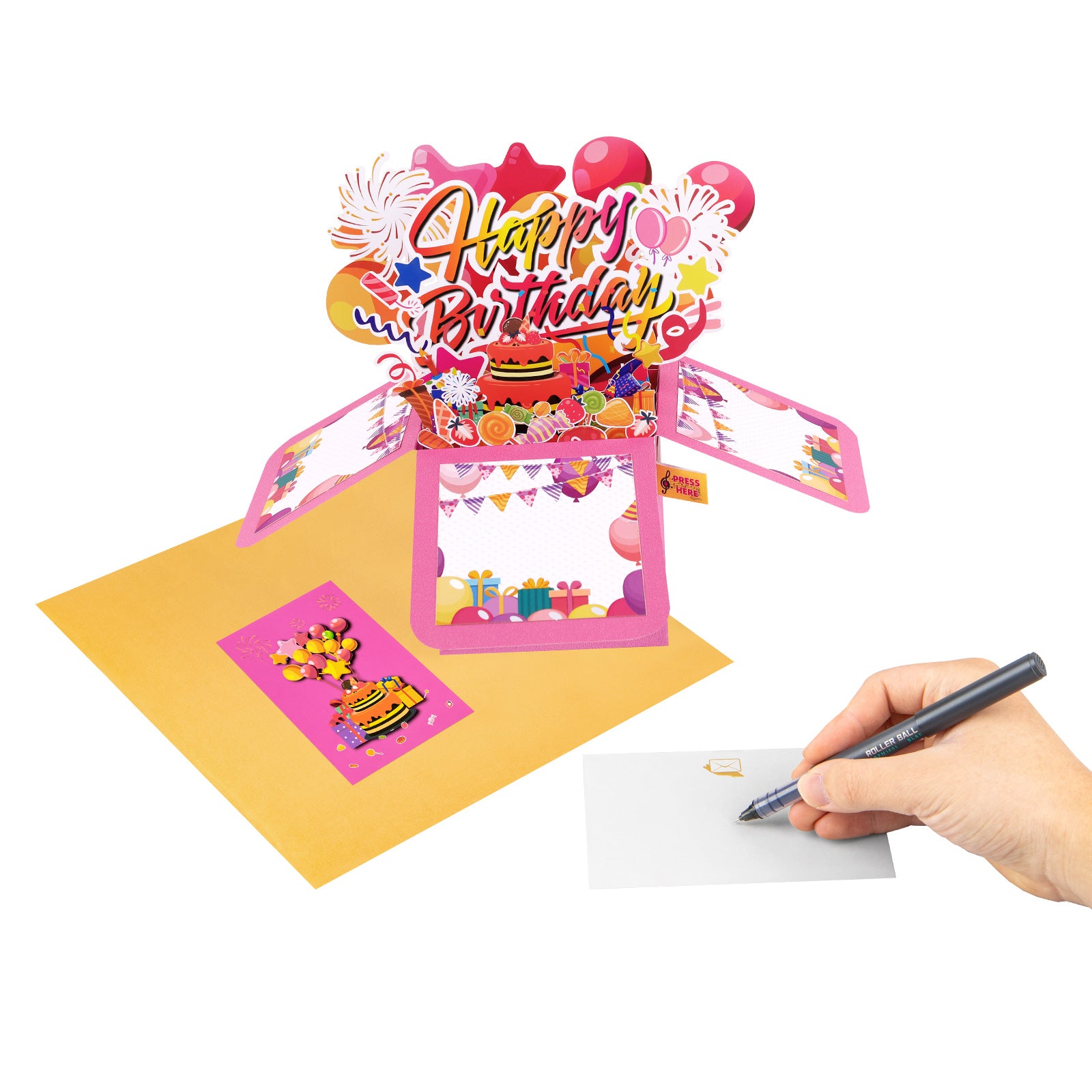 Musical Happy Birthday Pop-Up Card with Fireworks Magic Ants