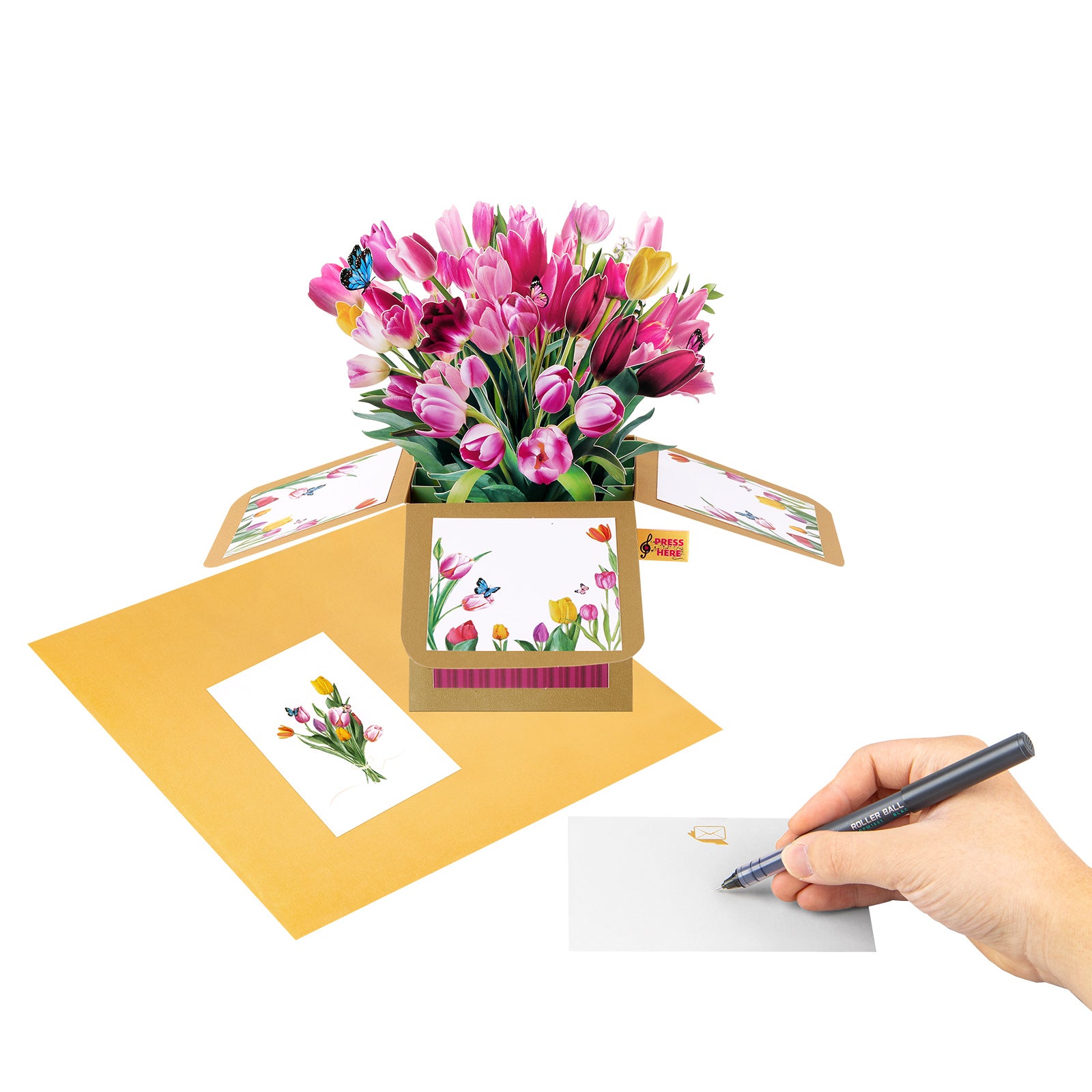 Musical Birthday Pop-Up Card with Tulip Flowers Magic Ants