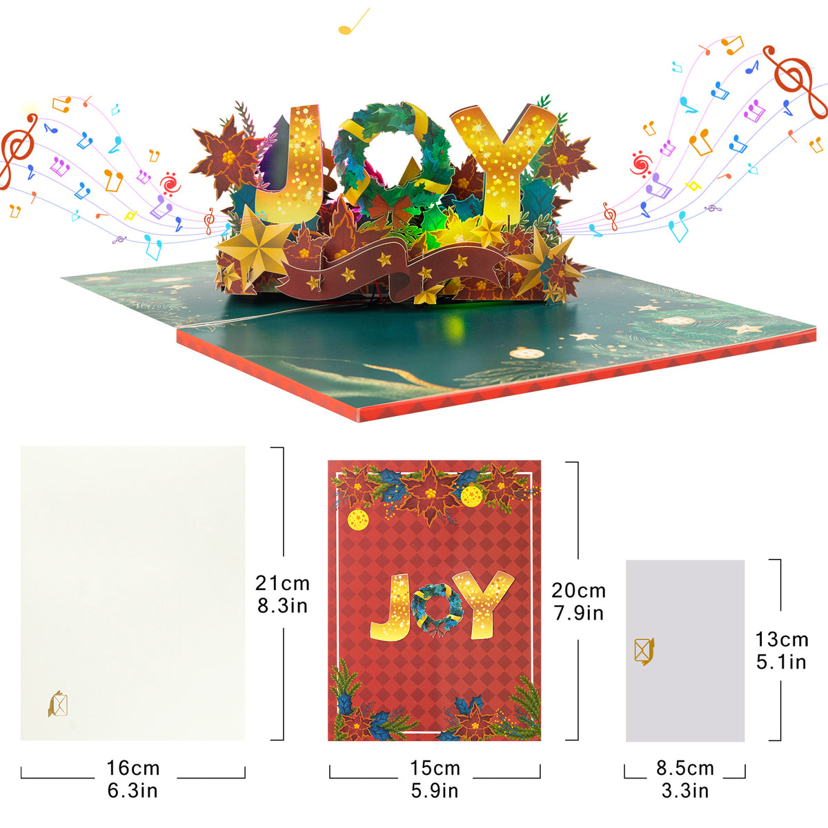 JOY 3D Musical Pop-Up Christmas Card