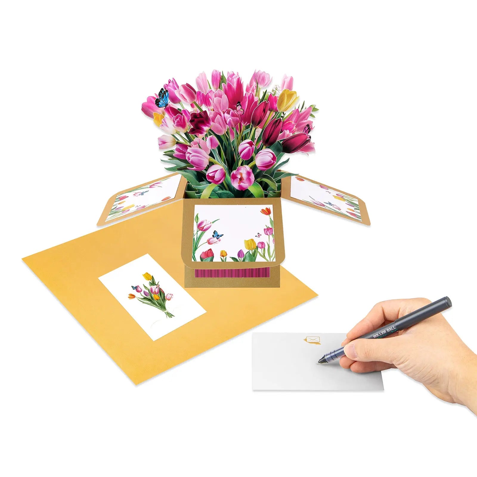 Birthday Flowers Pop Up Card - 3D Tulips Bouquet Box Card | Handmade Birthday Keepsake Gift Magic Ants