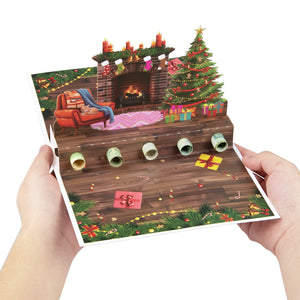 Christmas Pop Up Money Gift Card - 3D Holiday Greeting Card with Cash Holder - 3D Christmas Fireplace Design for Cash Gifts and Seasons Greetings Magic Ants
