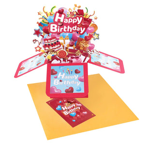 Birthday Gift Box Pop Up Card - 3D Celebration Bouquet Box Design | Handmade Unique Birthday Gift Card Magic Ants