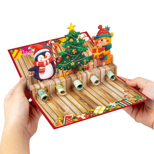 Pop-Up Christmas Money Gift Card - Holiday Money Holder Greeting Card with Envelope - 3D Christmas Tree Design for Cash Gifts and Seasons Greetings Magic Ants