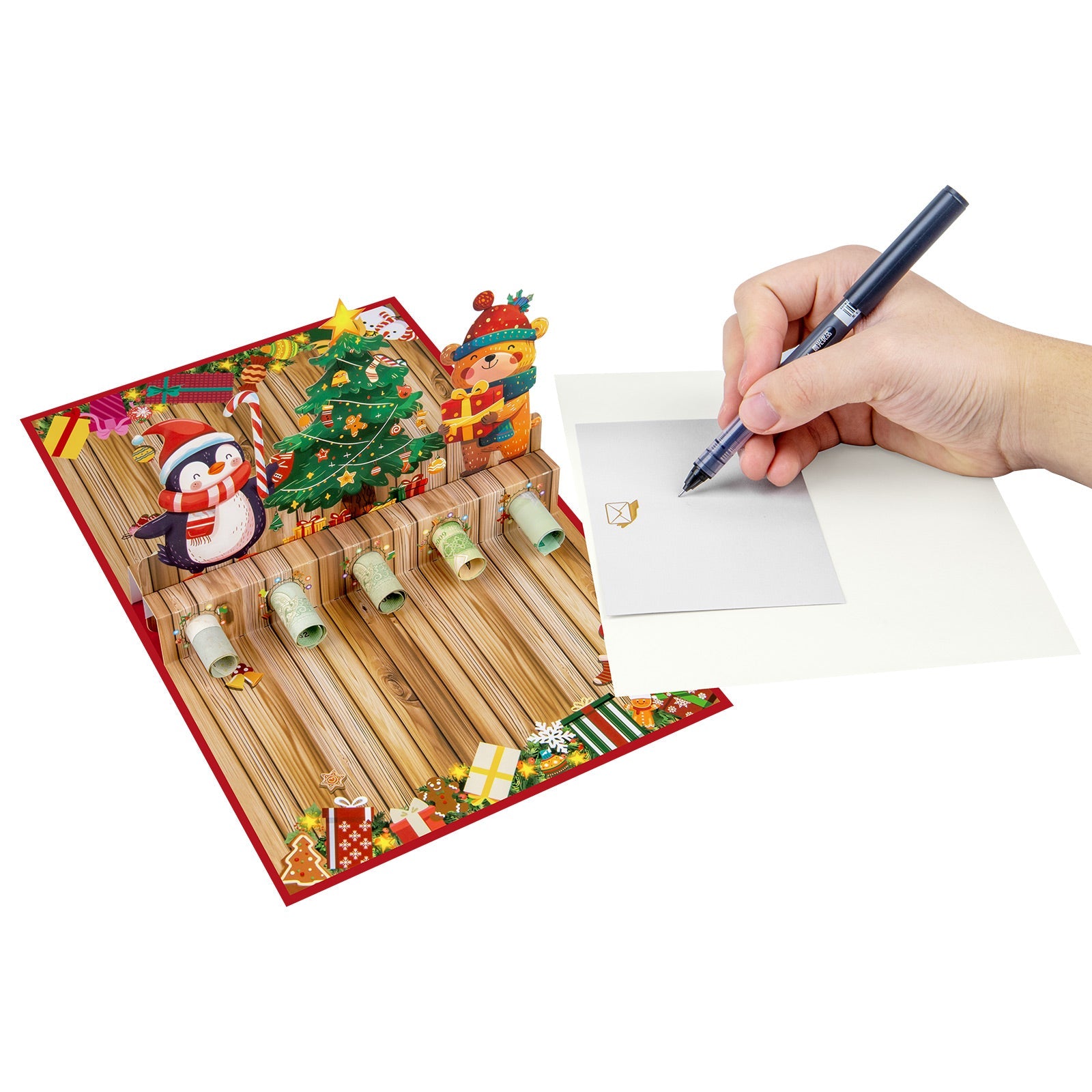 Pop-Up Christmas Money Gift Card - Holiday Money Holder Greeting Card with Envelope - 3D Christmas Tree Design for Cash Gifts and Seasons Greetings Magic Ants