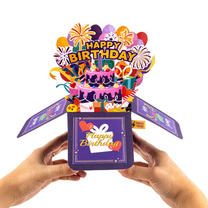 Musical Birthday Gift Box Pop-Up Card with Lights Magic Ants