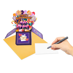 Birthday Gift Box Pop Up Card - 3D Celebration Bouquet Box Design | Handmade Birthday Keepsake Gift Magic Ants
