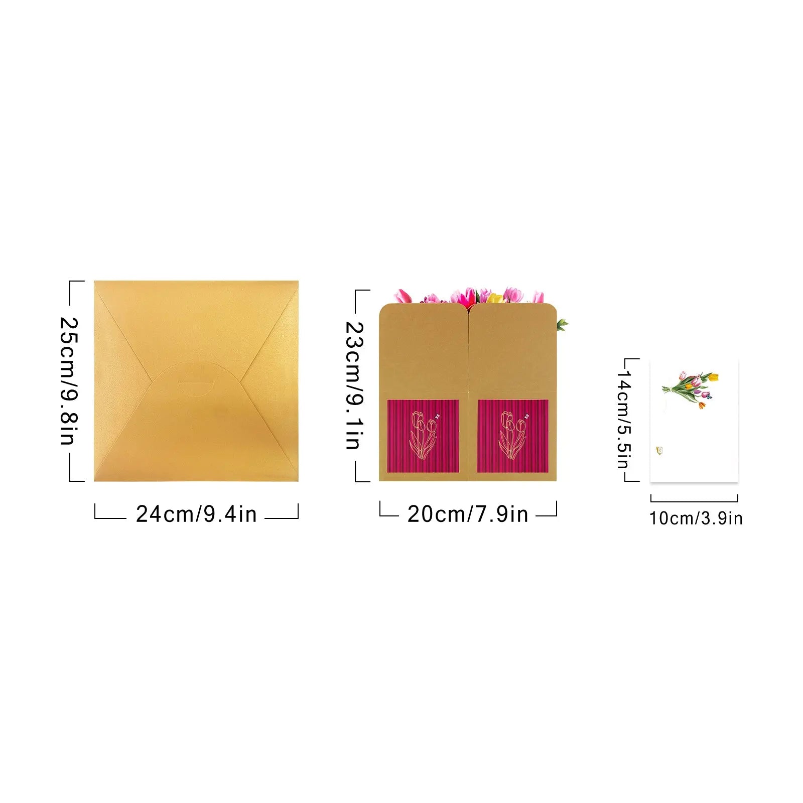 Birthday Flowers Pop Up Card - 3D Tulips Bouquet Box Card | Handmade Birthday Keepsake Gift Magic Ants