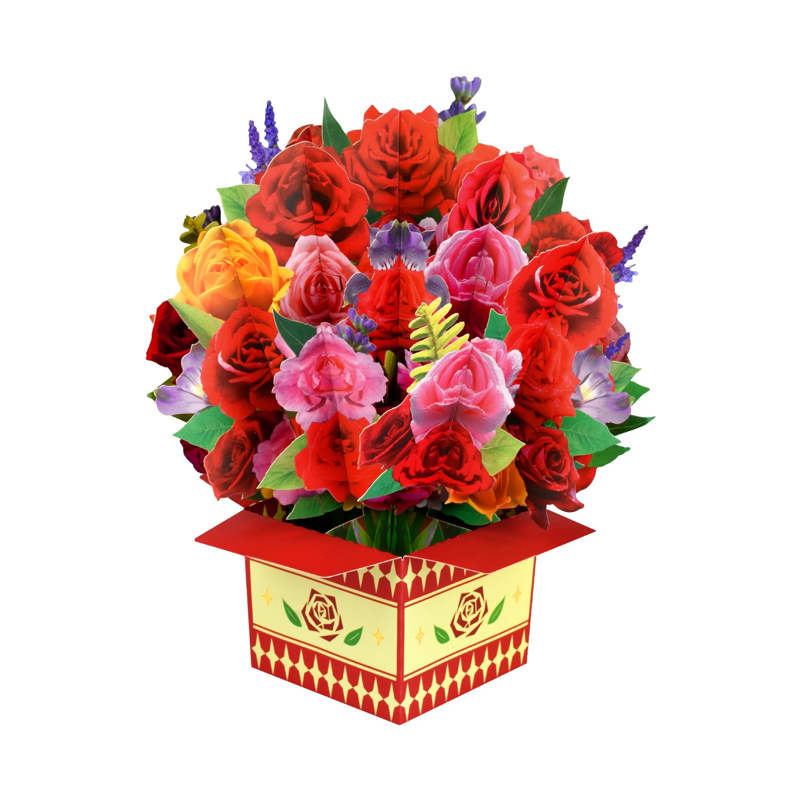 Букет роз в коробке с цветами Pop Up Card