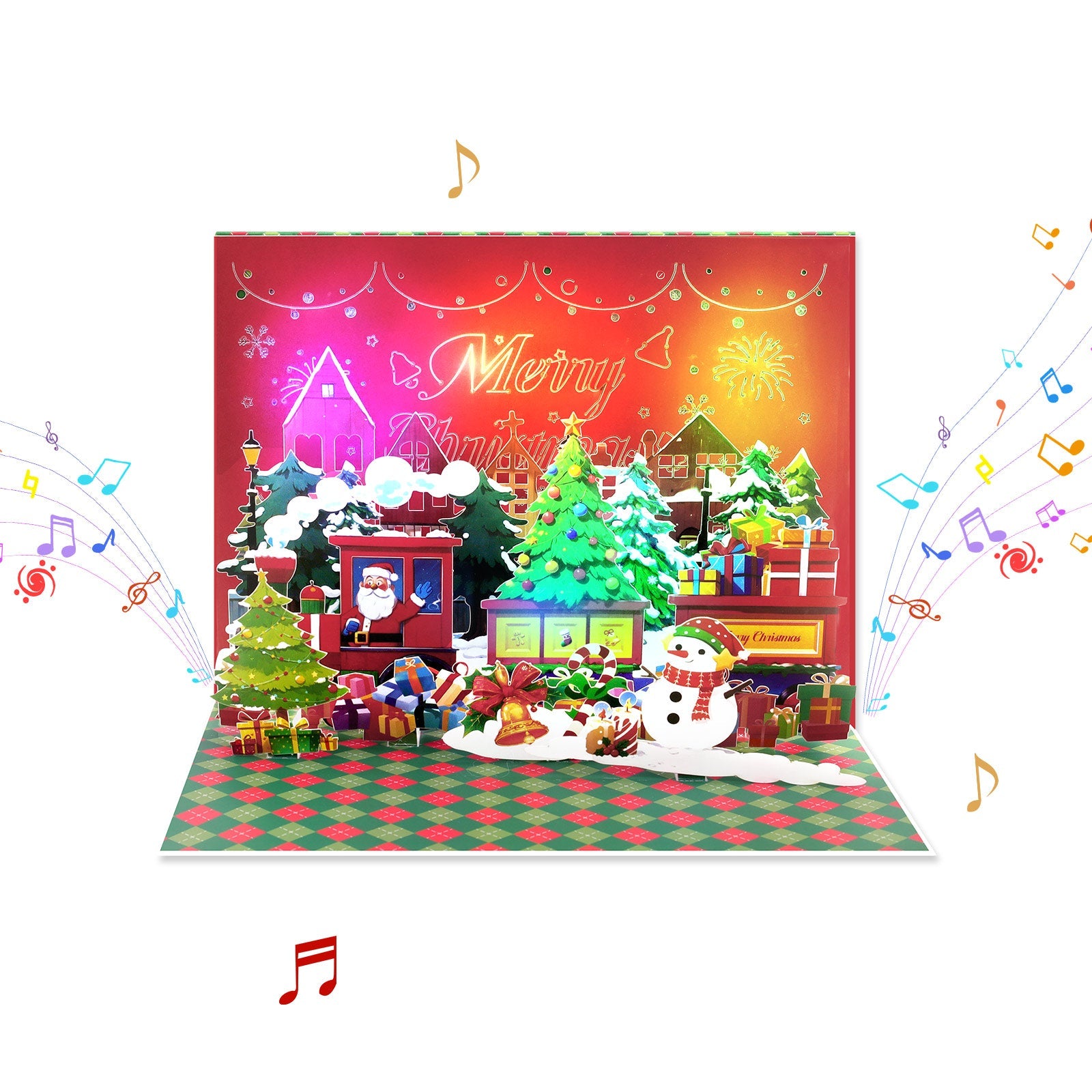 Holiday Music Pop Up Card for Christmas - 3D Sound Greeting Card with Notecard Magic Ants