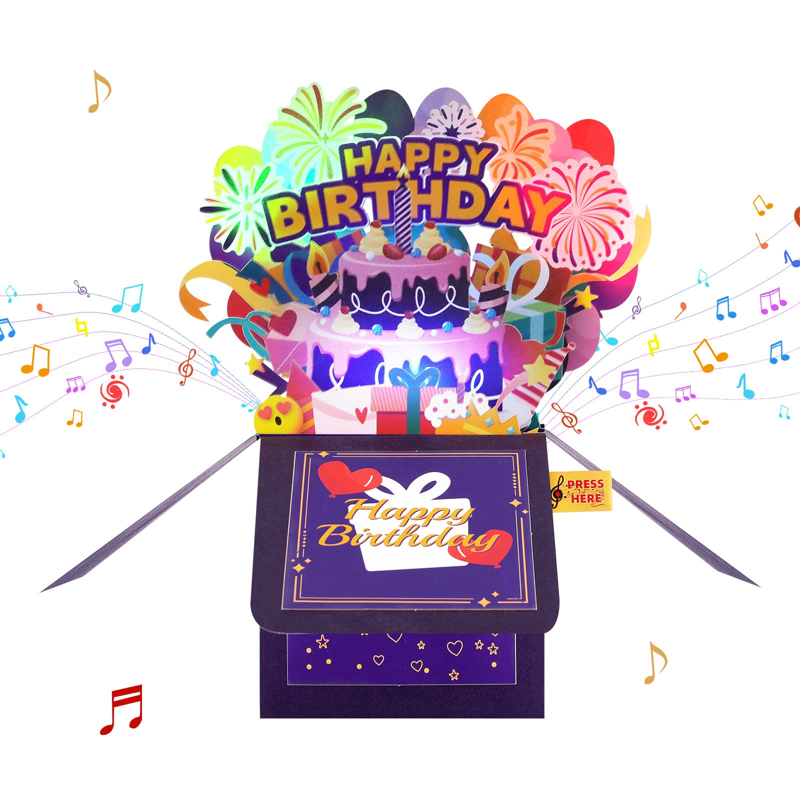Musical Birthday Gift Box Pop-Up Card with Lights Magic Ants