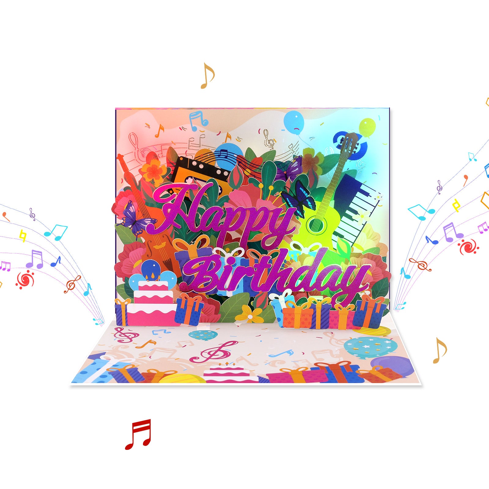 Musical Birthday Pop-Up Card with Flower Scene Magic Ants