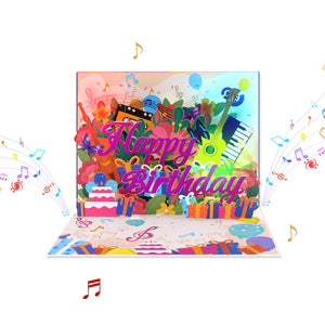 Musical Birthday Pop-Up Card with Flower Scene Magic Ants