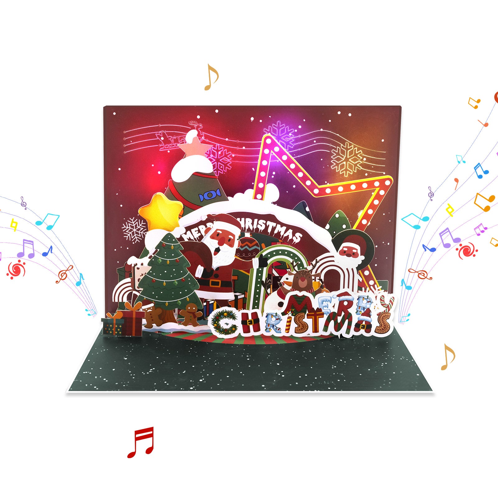 Christmas Musical Pop Up Greeting Card - Unique 3D Holiday Card with Envelope