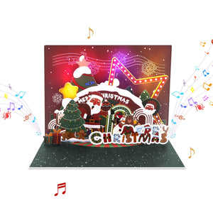 Christmas Musical Pop Up Greeting Card - Unique 3D Holiday Card with Envelope Magic Ants
