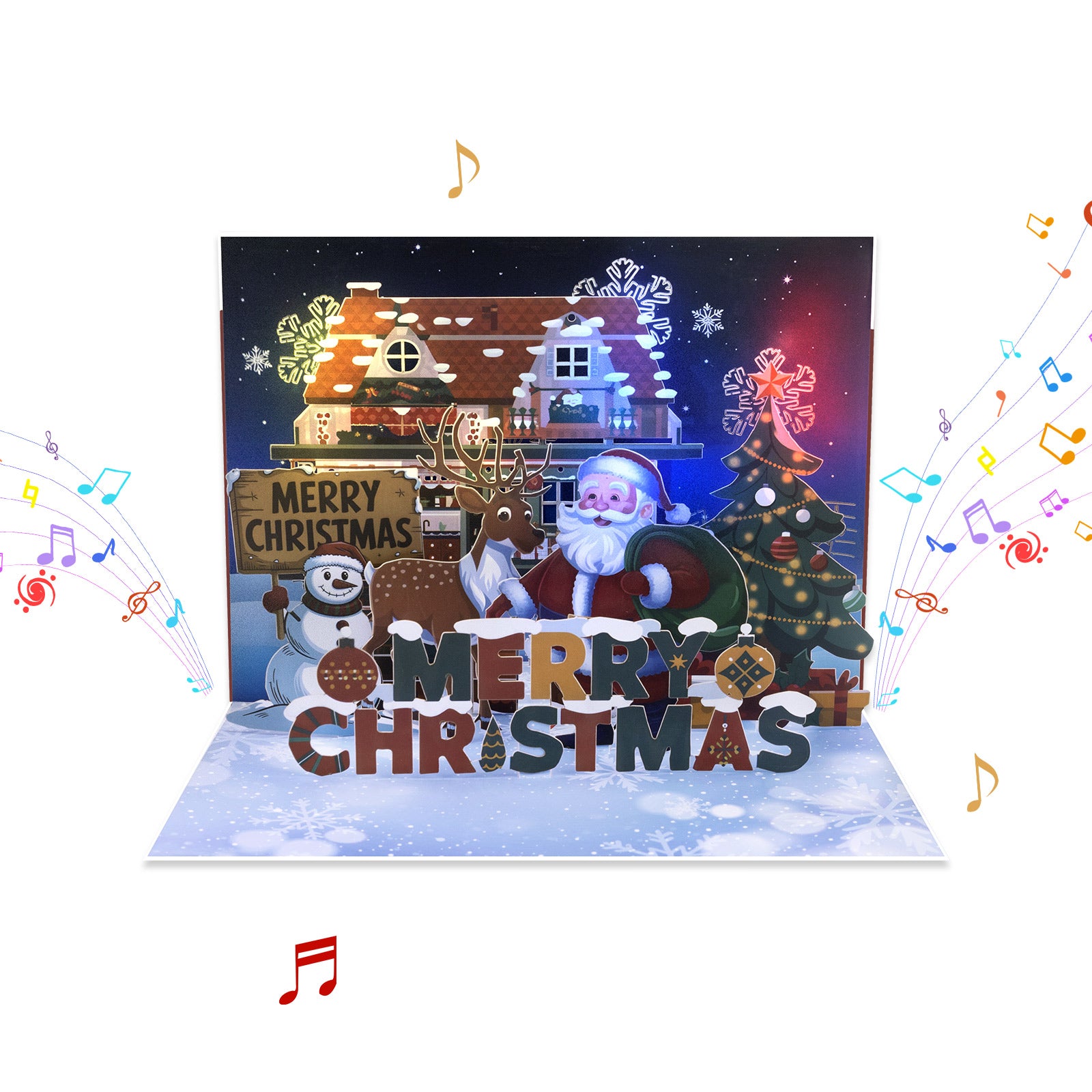 3D Christmas Pop Up Card with Music - Holiday Greeting Card for Family & Friends