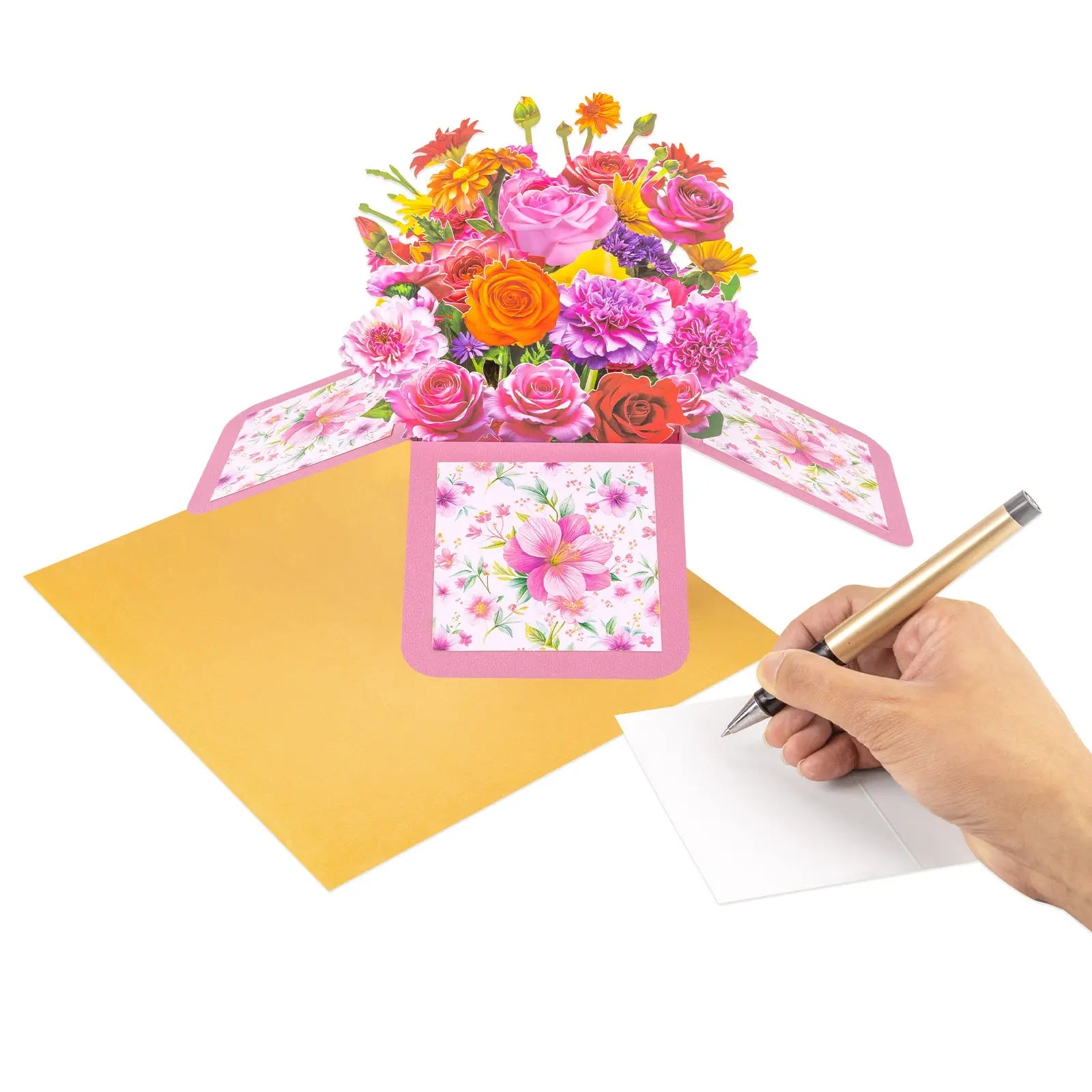 Flowers Pop Up Box Card - 3D Rose & Carnations Bouquet Box | Handmade 3D Card | Unique Gift for Mother's Day, Birthday, Anniversary, Any Occasion Magic Ants