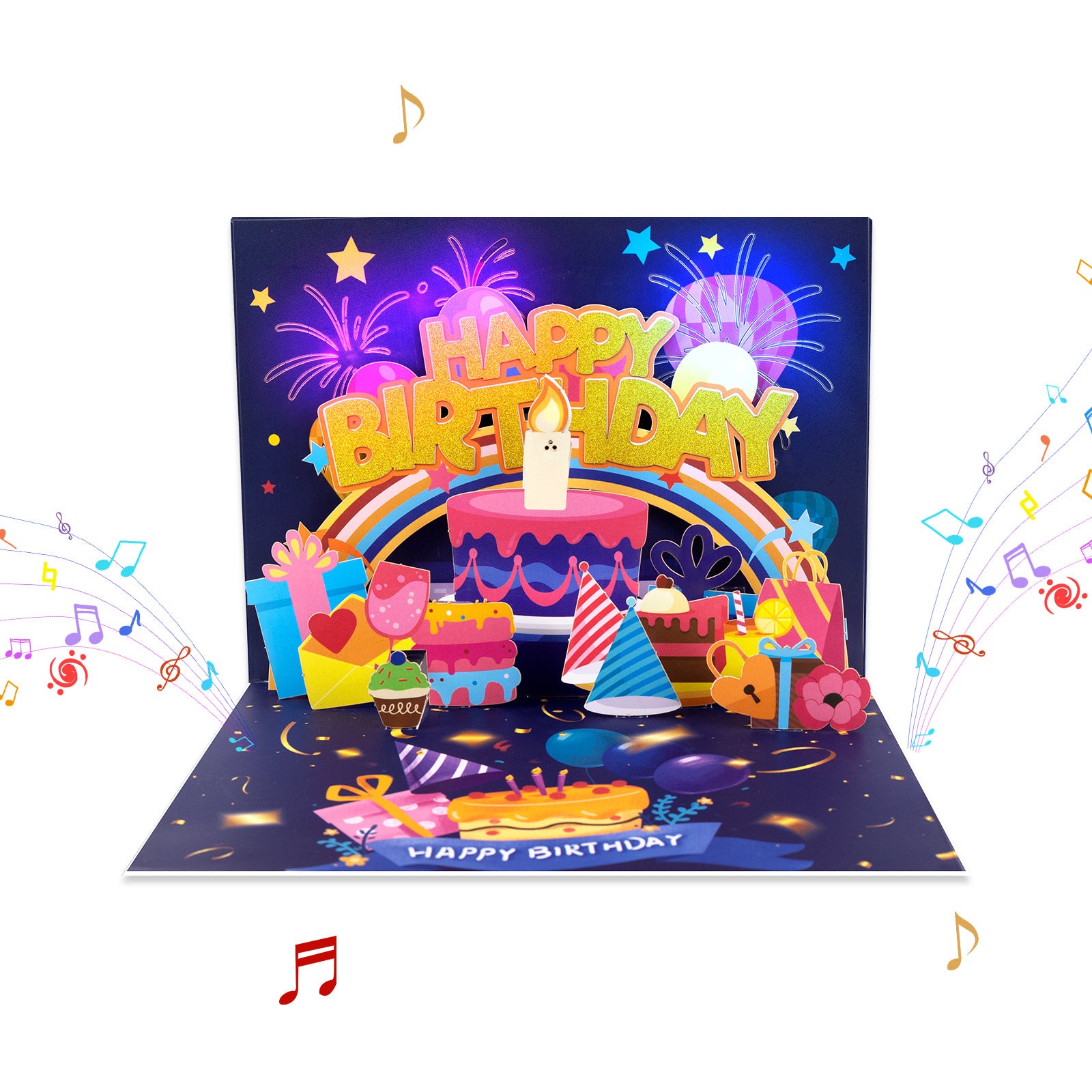 Musical Birthday Pop-Up Card with Rainbow Cake Magic Ants