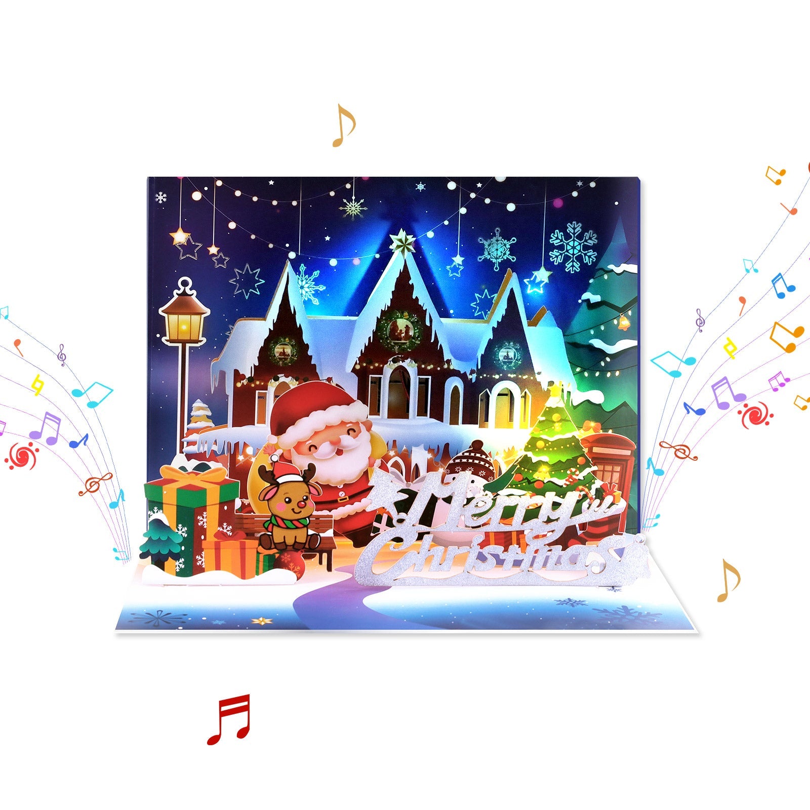 Festive Christmas Music Pop Up Card - 3D Holiday Card with Sound and Message Space Magic Ants