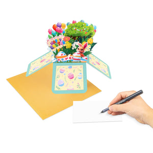 Happy Easter Pop Up Card - 3D Bouquet Box | Handmade 3D Card | Unique Gift for celebrating Easter Magic Ants