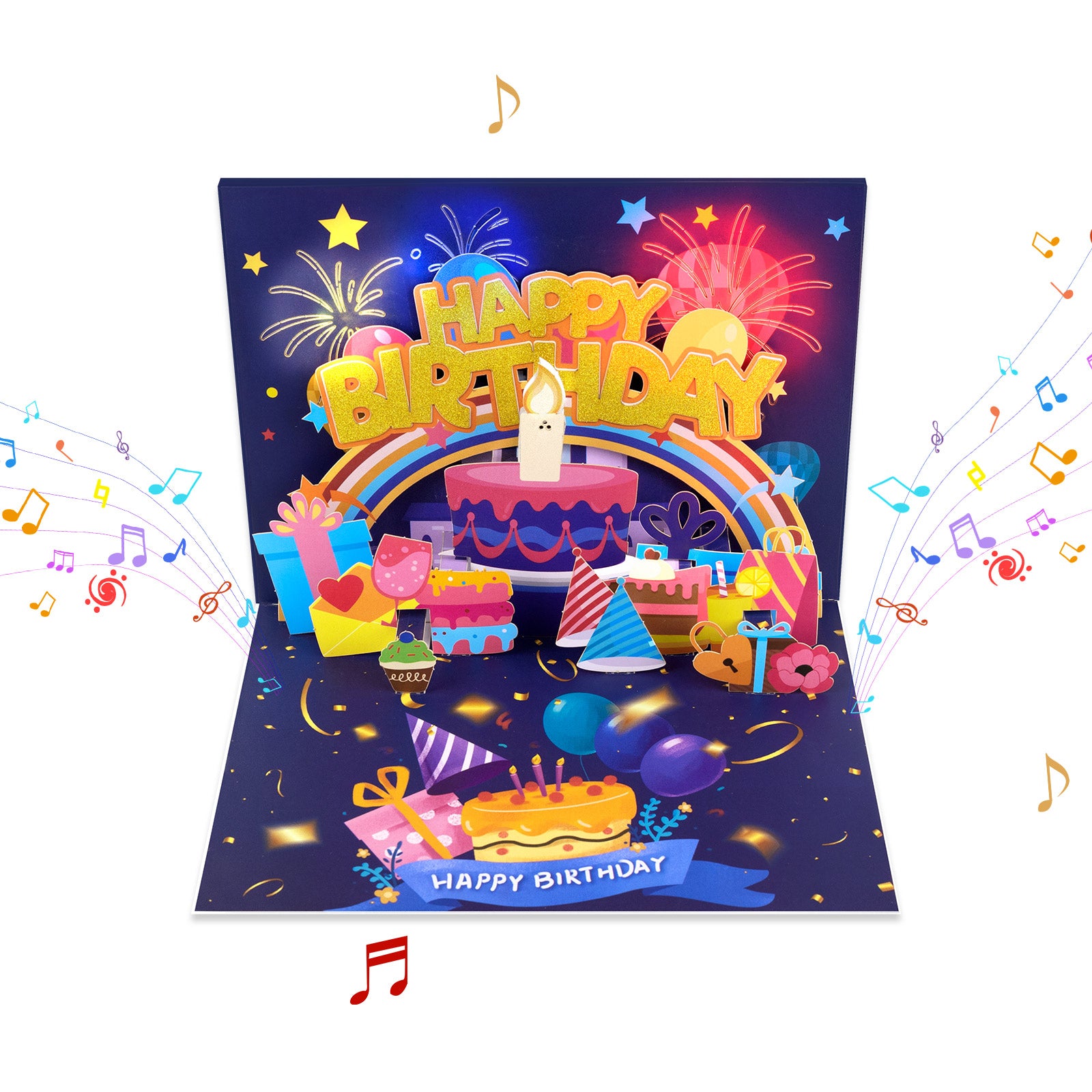 Musical Birthday Pop-Up Card with Rainbow Cake Magic Ants